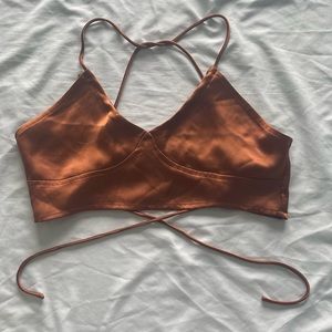 Cider Brown Crop Top Back Tie - Women’s Medium - Great condition!